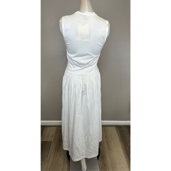 NWT Toteme Sleeveless Cotton Jersey Crew Neck Midi Tee Dress Off White M $290 - Picture 7 of 10